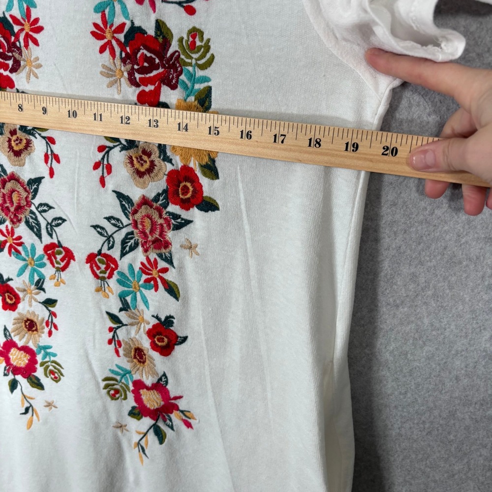 UMGEE‎ Embroidered T Shirt Tunic Dress Medium Pockets Cottage Boho Lounge Comfy - Picture 9 of 13